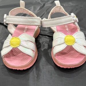 Carter's White and Pink Kids Sandals with Yellow Accent
